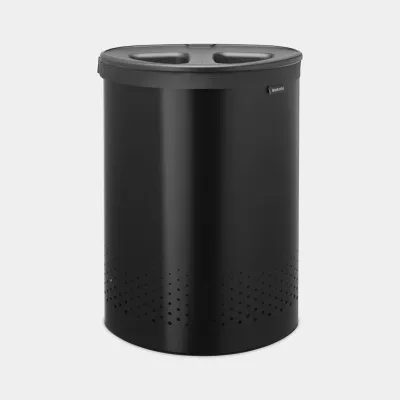 Корзина для сортировки белья Brabantia Selector 55 л, две камеры, чёрная матовая