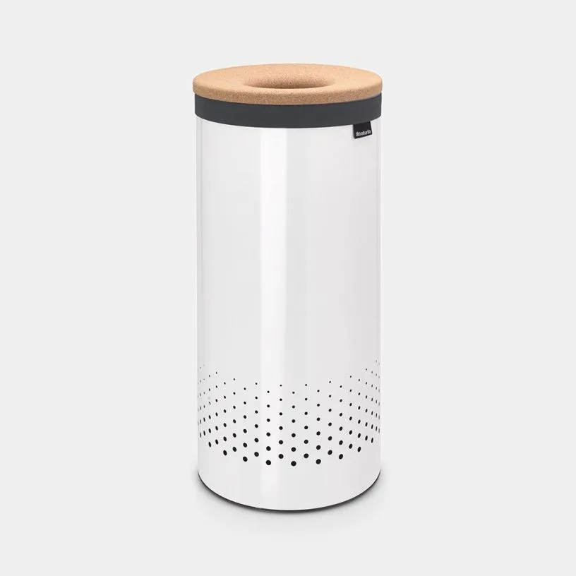 Корзина для белья Brabantia с пробковой крышкой 35 л, белая