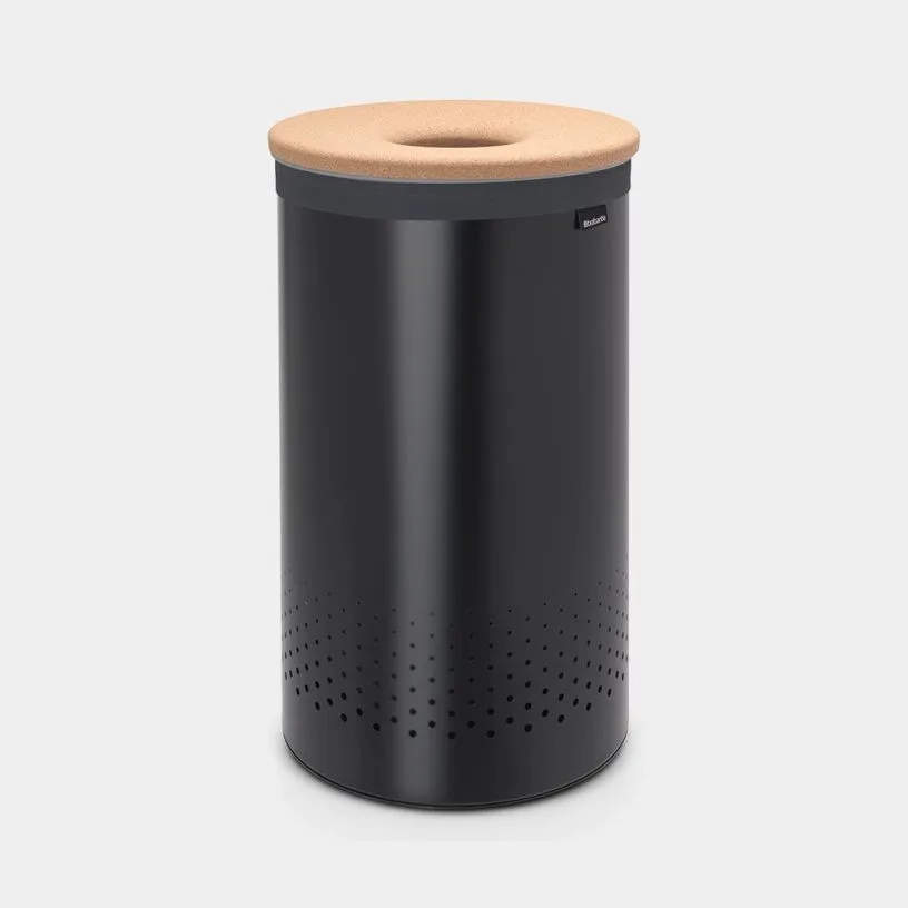 Корзина для белья Brabantia с пробковой крышкой 60 л, чёрная
