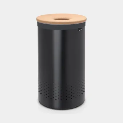 Корзина для белья Brabantia с пробковой крышкой 60 л, чёрная