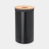 Корзина для белья Brabantia с пробковой крышкой 60 л, чёрная — фото 1