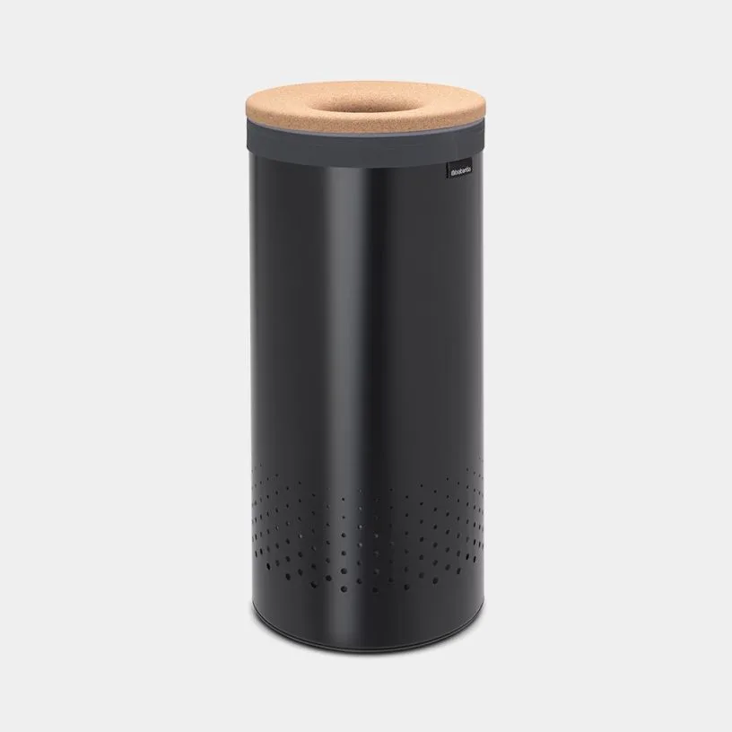 Корзина для белья Brabantia с пробковой крышкой 35 л, чёрная