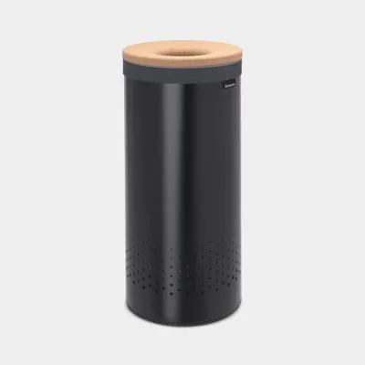 Корзина для белья Brabantia с пробковой крышкой 35 л, чёрная