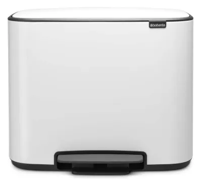 Мусорное ведро с педалью Brabantia Bo 11+23 л двухкамерное белое