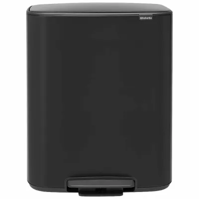 Мусорное ведро с педалью Brabantia Bo 2x30 л двухкамерное чёрное матовое