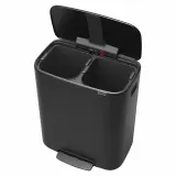 Мусорное ведро с педалью Brabantia Bo 2x30 л двухкамерное чёрное матовое — фото 2