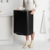 Мусорное ведро с педалью Brabantia Bo 2x30 л двухкамерное чёрное матовое — фото 6