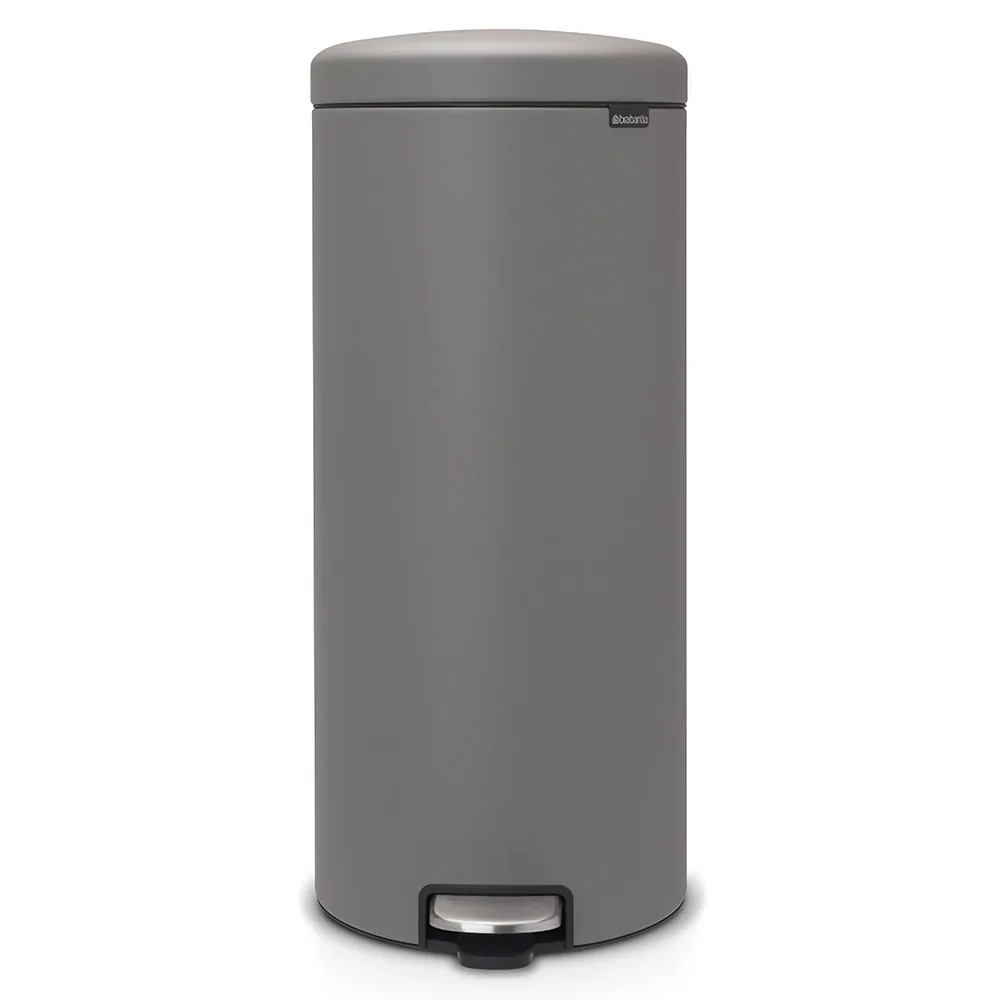 Мусорное ведро с педалью Brabantia NewIcon 30 л, Mineral Concrete Grey, серое