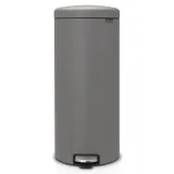 Мусорное ведро с педалью Brabantia NewIcon 30 л, Mineral Concrete Grey, серое — фото 1