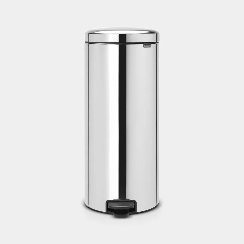 Мусорное ведро с педалью Brabantia NewIcon 30 л с металлическим вкладным ведром, сталь, серебристое