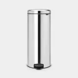 Мусорное ведро с педалью Brabantia NewIcon 30 л с металлическим вкладным ведром, сталь, серебристое — фото 1