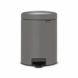 Мусорное ведро с педалью Brabantia NewIcon 5 л Mineral Concrete Grey серое — фото 1