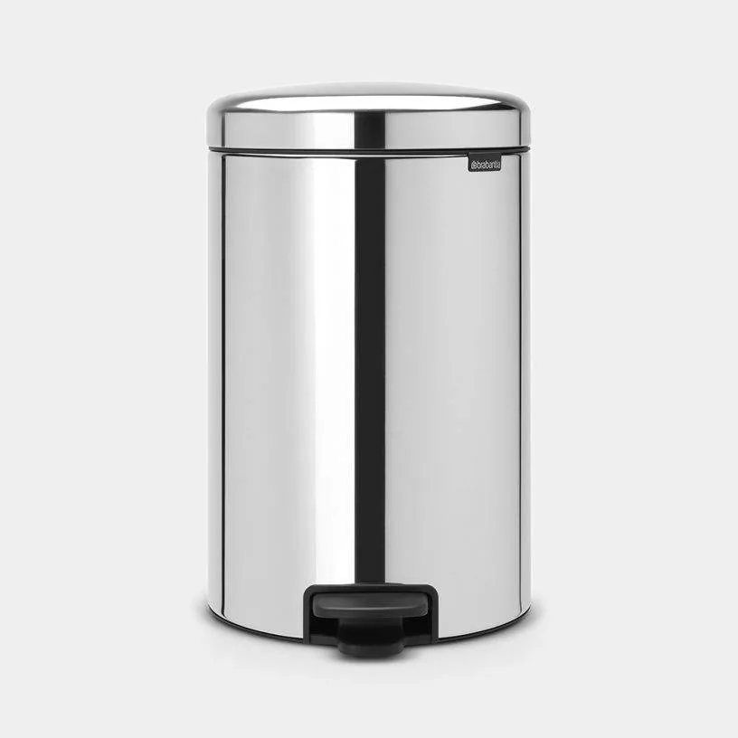 Педальное мусорное ведро Brabantia NewIcon с металлическим ведром 20 л, блестящая сталь, серебристый