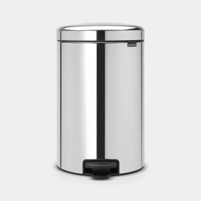 Педальное мусорное ведро Brabantia NewIcon с металлическим ведром 20 л, блестящая сталь, серебристый