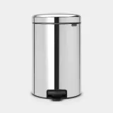 Педальное мусорное ведро Brabantia NewIcon с металлическим ведром 20 л, блестящая сталь, серебристый — фото 1