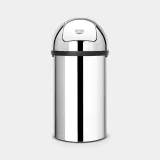 Мусорное ведро Brabantia Push Bin 60 л, глянцевая сталь, серебристое — фото 1
