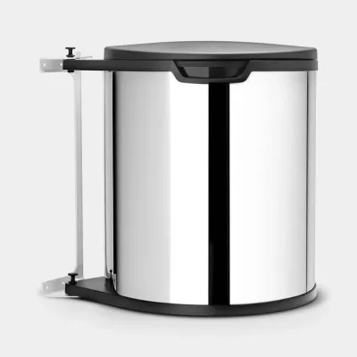 Встраиваемое в шкаф мусорное ведро Brabantia De Luxe 15 л, глянцевая сталь, серебристое
