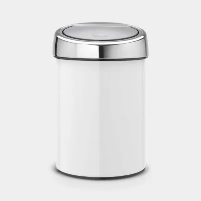 Мусорное ведро Brabantia Touch Bin 3 л, белое с крышкой из глянцевой стали