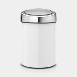 Мусорное ведро Brabantia Touch Bin 3 л, белое с крышкой из глянцевой стали — фото 1