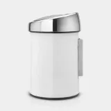 Мусорное ведро Brabantia Touch Bin 3 л, белое с крышкой из глянцевой стали — фото 2
