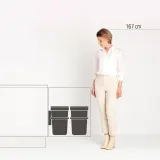 Шкафное мусорное ведро Brabantia Sort & Go 2 x 16 л, тёмно-серое и Jade Green — фото 4