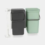 Шкафное мусорное ведро Brabantia Sort & Go 2 x 12 л, тёмно-серое и Jade Green — фото 2