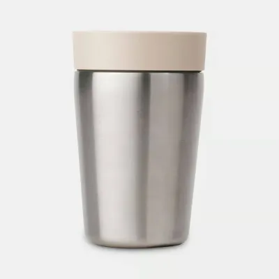 Термокружка Brabantia Make & Take 200 мл, стальная, вакуумные стенки, закрывается одной рукой, бежевая Soft Beige