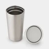 Термокружка Brabantia Make & Take 360 мл, вакуумные стенки, закрывается одной рукой, светло-серая Light Grey — фото 2
