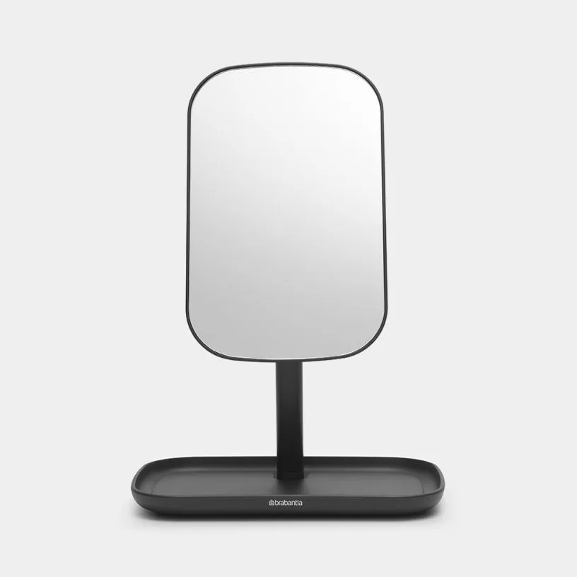 Зеркало с лотком для хранения Brabantia ReNew Mirror, пластик, тёмно-серое