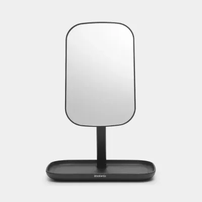 Зеркало с лотком для хранения Brabantia ReNew Mirror, пластик, тёмно-серое