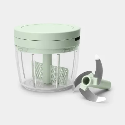 Измельчитель ручной Brabantia Tasty+ 0,6 л, три ножа из нержавеющей стали, насадки для взбивания и смешивания, Jade Green