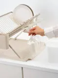 Сушилка для посуды Brabantia SinkSide большая, складная, до 17 тарелок, держатели для 4 бокалов, 51 x 42 x 33 см, бежевая — фото 2