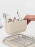 Сушилка для посуды Brabantia компактная, с корзинкой для приборов, алюминиевые дуги, 46,3 x 20 см, бежевая — фото 4