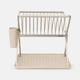 Сушилка для посуды складная Brabantia SinkSide Small, до 13 тарелок, поддон и съёмная корзинка для приборов, бежевая Soft Beige — фото 4
