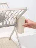 Сушилка для посуды складная Brabantia SinkSide Small, до 13 тарелок, поддон и съёмная корзинка для приборов, бежевая Soft Beige — фото 6