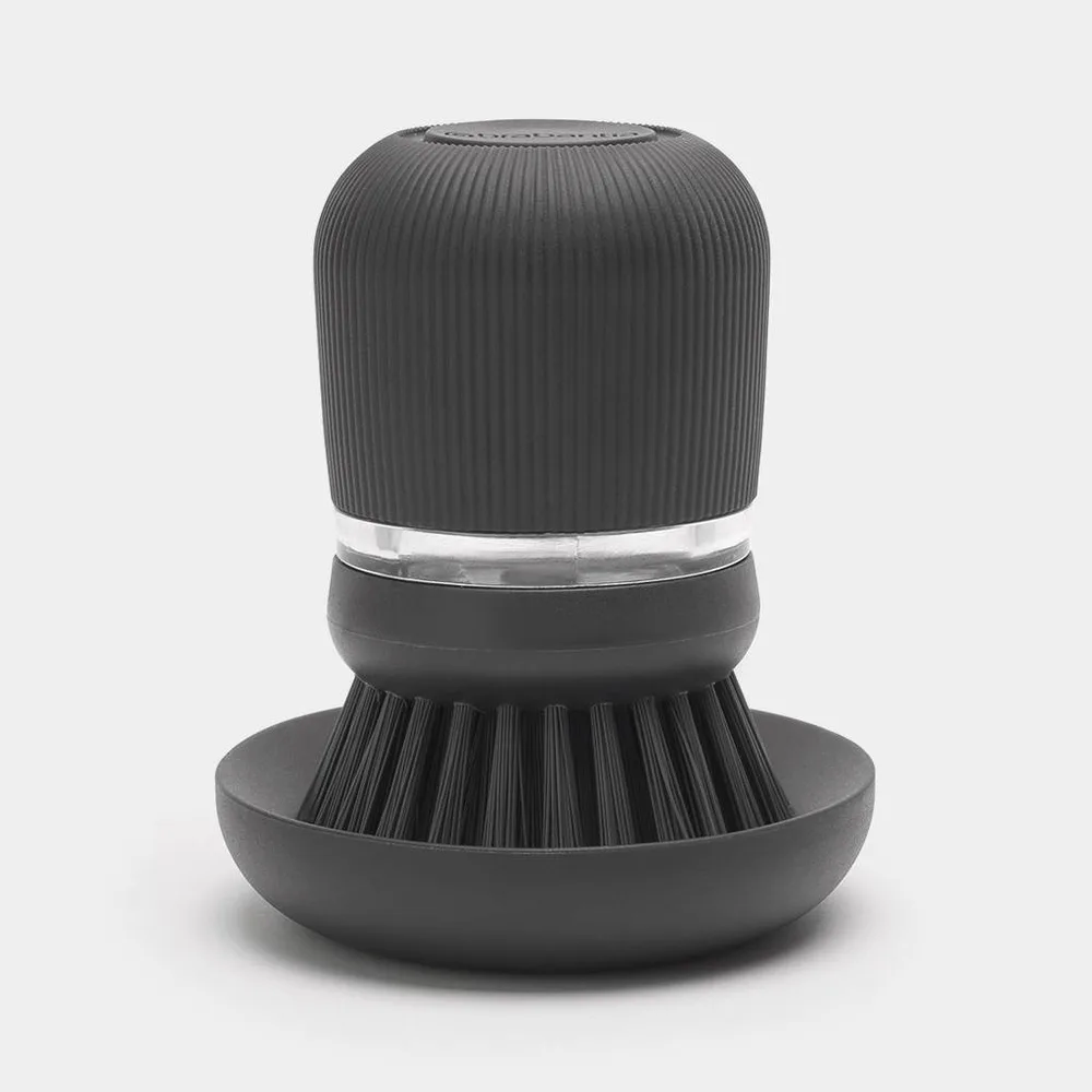 Щётка для посуды с дозатором Brabantia Sink Side, нейлоновая щетина, нескользящая ручка, 10,5 см, тёмно-серая