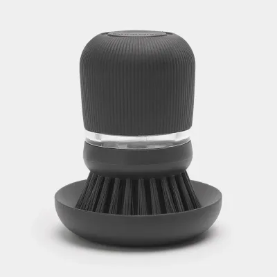 Щётка для посуды с дозатором Brabantia Sink Side, нейлоновая щетина, нескользящая ручка, 10,5 см, тёмно-серая