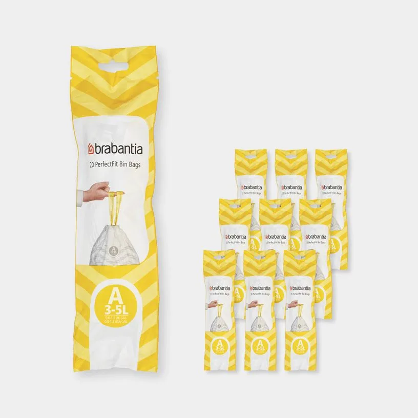 Мешки для мусора Brabantia размер A, 3-5 л, 10 рулонов по 20 шт., белые