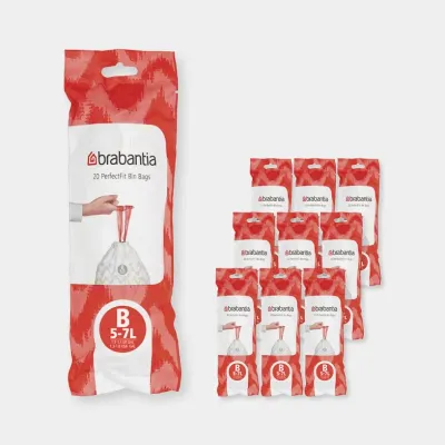 Мешки для мусора Brabantia размер B, 5-7 л, 10 рулонов по 20 шт., белые