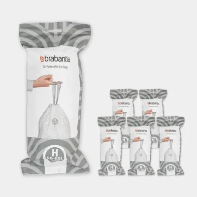 Мешки для мусора Brabantia размер H, 50-60 л, 6 рулонов по 20 шт., белые