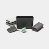 Набор для уборки кухни Brabantia SinkSide 8 предметов: органайзер 2 л, щётка, скребок, салфетки из микрофибры, Dark Grey — фото 5