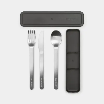Набор столовых приборов Brabantia Make & Take 3 предмета в футляре, Dark Grey