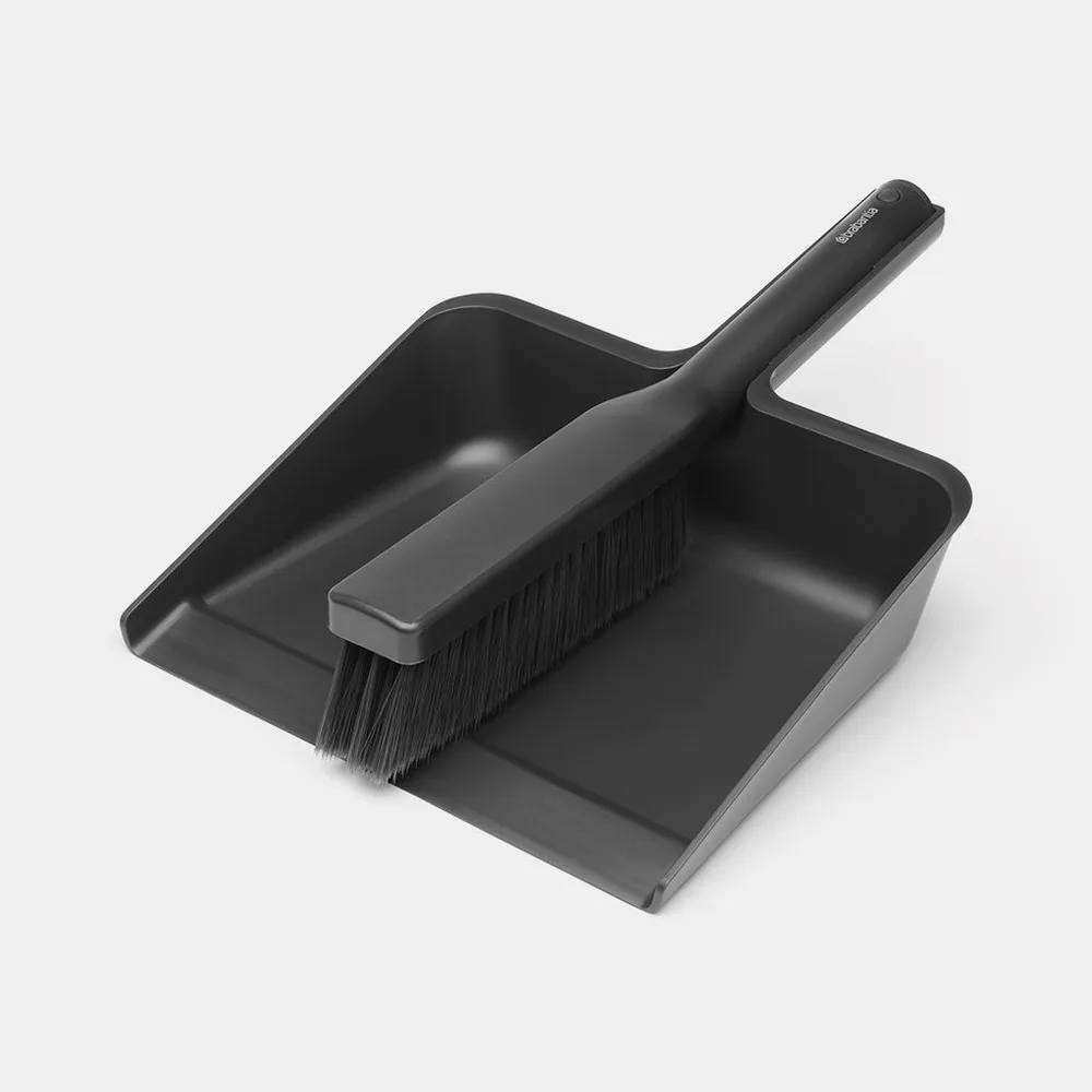 Набор совок и веник Brabantia Dark Grey, пластик из переработки, 33 × 24 × 9 см