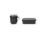 Ланч-набор Brabantia Make & Take Dark Grey: стакан для супа 0,6 л и ланч-бокс, пластик, тёмно-серый — фото 1