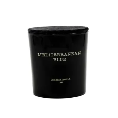 Ароматическая свеча XL Cereria Molla Boutique Mediterranean Blue 600 г, 2 фитиля, чёрная