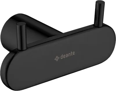 Двойной крючок для ванной Deante Round nero, нержавеющая сталь, 90 мм