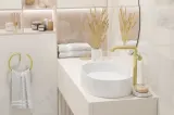 Настенный держатель для полотенца Deante Silia, круглый, золотой шлифованный, латунь, 226 мм — фото 2