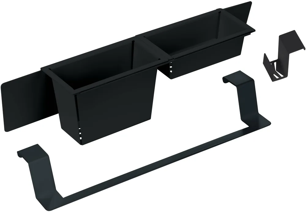 Набор аксессуаров Deante MAGNETIC nero для мойки: крючок для губки, релинг, корзины из нержавеющей стали