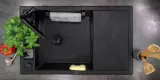 Набор аксессуаров Deante MAGNETIC nero для мойки: крючок для губки, релинг, корзины из нержавеющей стали — фото 3