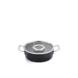 Кастрюля низкая Fissler Adamant 24 см, 3,1 л, со стеклянной крышкой, антипригарная, индукция, чёрная — фото 1
